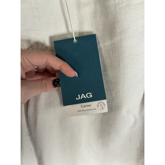Jag Jeans Carter Mid Rise Girlfriend Size 0 White J2967CBD618 NWT NEW Stretch - Picture 3 of 9